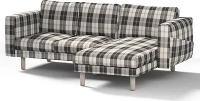 Productafbeelding van Dekoria beschermhoes voor de Norsborg 3-zitsbank met chaise longue, zwart-wit. Norsborg beschermhoes voor 3-zitsbank met chaise longue