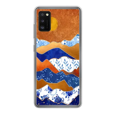 Produktbild von MuchoWow® Handyhülle Schutzhülle Hülle für Samsung Galaxy A41 Delfter Blau - Gold - Blumen Silikon Softcase Handy Hülle - Mobiltelefon