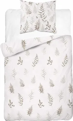 Produktbild von Satin Bettwäsche Set 140x200 Blätter Hellbeige