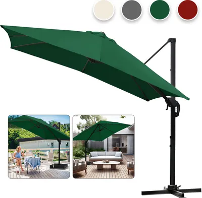 Obrázek produktu pro TolleTour 300 cm Zahradní slunečník s kličkou, naklápěcí, UV50+ LED Green