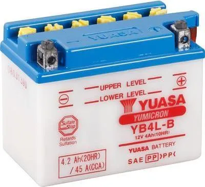 Obrázok produktu pre Motocyklová batéria Yuasa YB4LB DC 12 V 4 Ah Vhodná pre motocykle, skútre, štvorkolky, vodné skútre, snežné skútre, pretekárske vozidlá (YB4LBDC)