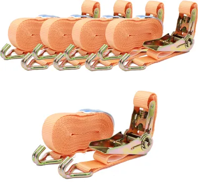 Produktbild von 5x Profi Ratschen Spanngurt Spanngurte Zurrgurt 2-tlg 6m 0,8t 0,8to 800kg ORANGE