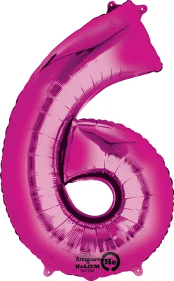 Imagen del producto de amscan® 9907287 Globo de aluminio XXL con forma del número 6 - rosa