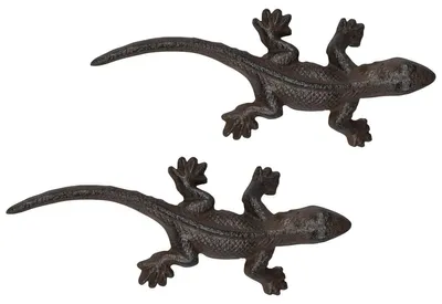 Produktbild von Dekofigur Eidechse aus Gusseisen, Braun, 19x8x4 cm, wetterfest für den Garten
