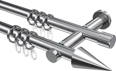 Produktbild von Interdeco Gardinenstange / Vorhangstange Chrom, Typ Platon Savio (Kegel), 20 mm Ø 2-läufig, 280 cm