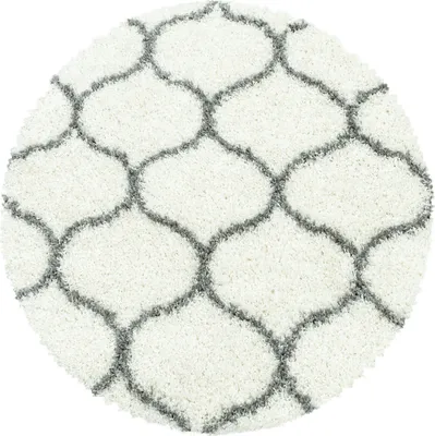 Produktbild von Teppich Wohnzimmer Hochflor Creme 160x160 Rund Skandinavisches Design aus Polypropylen