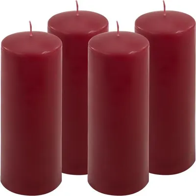 Obrázok produktu pre Sada stĺpových sviečok, 20 cm, Ø 7,5 cm, vínová, 4 ks
