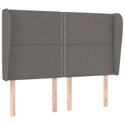 Image de vidaXL Tête de lit avec oreilles Gris 147x23x118/128 cm Similicuir