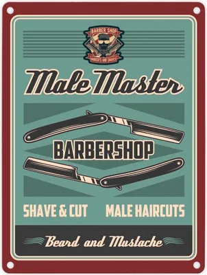 Produktbild von Retro Barber-Shop Metallschild Barbier Barber Laden Bart Kamm Schere Shop Rasur