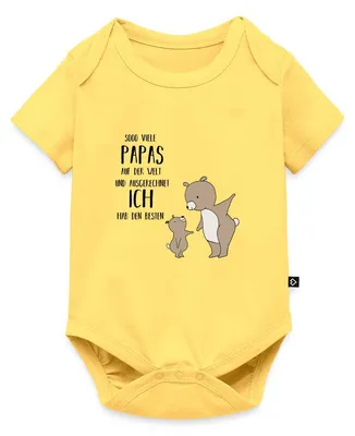 Produktbild von Spreadshirt Vatertag Papa Bär Ich Habe Den Besten Papa Schöner Spruch Kurzarm Tages Baby Body, 86 (12-18 M.), Pastellgelb