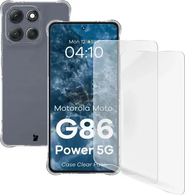 Produktbild von Bizon Case Clear Pack Hülle + 2x Displayschutzfolie für Motorola Moto G86 Power 5G