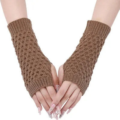 Produktbild von Kunstpelz-Handgelenkmanschetten – fingerlose Armstulpen für Damen, dehnbare Winterhandschuhe, Acrylhandschuhe, lange Handschuhe