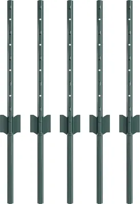 Image de vidaXL Poteaux de clôture 5 pcs Vert 80 cm Acier