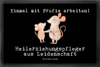 Produktbild von Mr. & Mrs. Panda Schmutzmatte Heilerziehungspfleger Leidenschaft 40 x 60 cm - Schwarz - Geschenk, Ausbildung, Schmutzfänger, Fussmatte, Schmutzfangmatte, Bodenvorleger