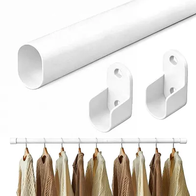 Zdjęcie produktu dla Drążek na ubrania wysuwany 42-70 cm, teleskopowy, owalny, biały, do szafy