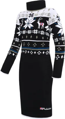Immagine prodotto di Abito in maglia norvegese Nebulus HIGH donna, al ginocchio, versatile, P6201 - Donna, nero e bianco, L/40