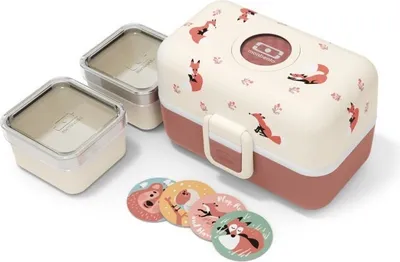 Immagine prodotto di Children's Lunch Box - MONBENTO - 3 Compartments - BPA Free - MB Tresor Fox