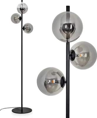 Produktbild von Garaguso moderne Stehlampe aus Metall/Glas in Schwarz/Rauchglas