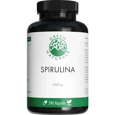 Produktbild von Green Naturals Spirulina Kapseln 2000 mg vegan 240 St