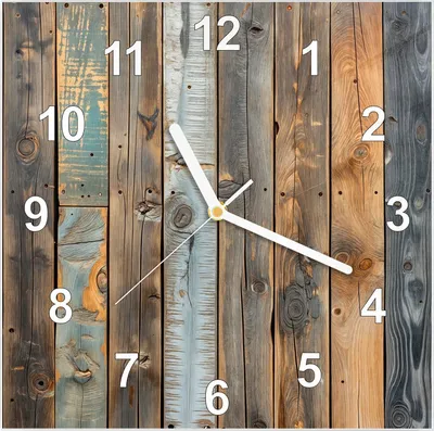 Produktbild von Wanduhr aus Glas mit Motiv Holzwandpaneele- 30 x 30 cm - inkl. Aufhängesystem
