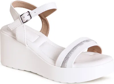 Produktbild von topschuhe24 3066 Damen Keilabsatz Sandalen Plateau Sandaletten, Farbe:Weiß, Größe:41 EU