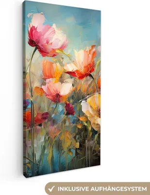 Zdjęcie produktu dla MuchoWow® - Obraz na płótnie - Kwiaty - Akwarela - Sztuka - Botaniczna - Natura, fototapeta, dekoracja ścienna, obrazy do salonu, 20x40cm