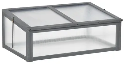 Productafbeelding van Outsunny, vroege kas van hout, mini-kas 100 x 65 x 40 cm, kas in de kleur grijs