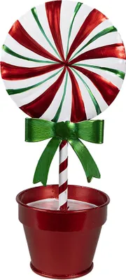 Zdjęcie produktu dla Clayre & Eef Dekoracja świąteczna lizak 12x9x26 cm czerwony metalowy