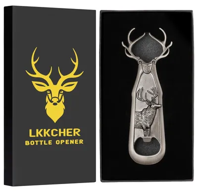 Hirschgeweih-Flaschenöffner, Zinklegierung, dunkelsilber, Geschenk