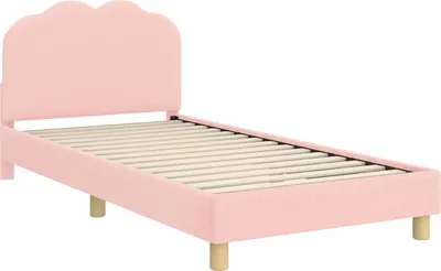 Obrázek produktu pro vidaXL Dětská postel s čelem, růžová, 90 x 190 cm, bouclé