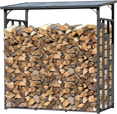 Produktbild von Metall Kaminholzregal Außen 185 x 70 x 185 cm, Basic - 30 mm Stahlprofil, Anthrazit, Wetterfest, Kapazität 2,3 m? (3,5 SRM), XXL Garten Kaminholzunterstand Stapelhilfe