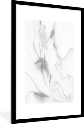 Produktbild von MuchoWow® Gerahmtes Poster Marmor - Grau - Weiß - Abstrakt - Marmoroptik 60x90 cm - Poster mit Schwarzem Bilderrahmen Wandposter Rahmen Foto Bilder - Dekoration - Wandposter Wohnzimmer - Hochwertig