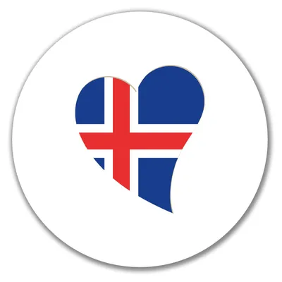 Produktbild von Huuraa Aufkleber Island Flagge Herz 10cm rund Sticker Geschenkidee