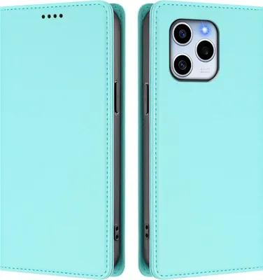Image de Housse de téléphone portable pour Honor 60 SE, Cuir synthétique à rabat antichoc Housse magnétique avec support Turquoise