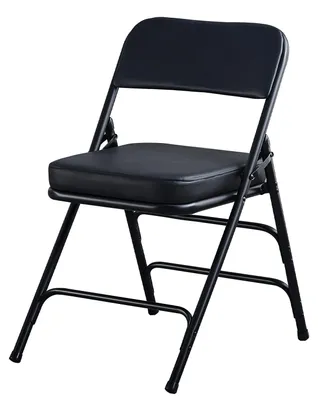 Klappstuhl mit dick gepolsterter Sitzfläche, Metall, schwarz