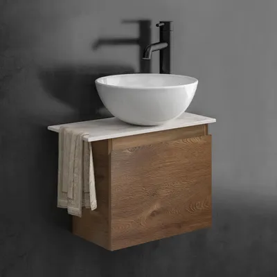 Produktbild von Alpenberger Badmöbel-Set Waschtisch mit Unterschrank & Keramikplatte 55-100 cm, Nano-Becken