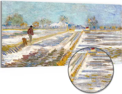 Produktbild von DEQOART Hybrid Leinwand Bild 100x50 cm 'Winterwanderweg' Wandbild Glas flach modern