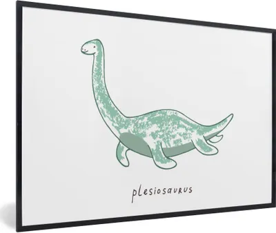 Produktbild von MuchoWow® Gerahmtes Poster Kinderzimmer - Plesiosaurier - Dinosaurier - Junge - Mädchen - Kind 60x40 cm - Poster mit Schwarzem Bilderrahmen Wandposter Rahmen Foto Bilder - Printing - Wanddeko Schlafzimmer