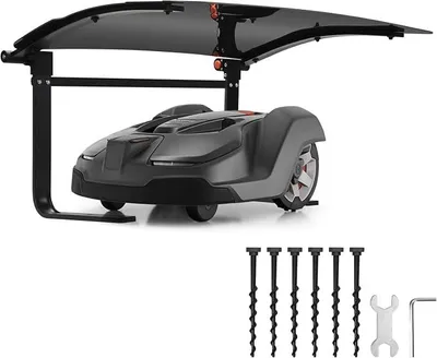 Immagine prodotto di Garage per tosaerba robotizzato – Pensilina coperta per tosaerba, resistente agli agenti atmosferici, dimensioni 73 x 57 x 40 cm, materiale: metallo e plastica