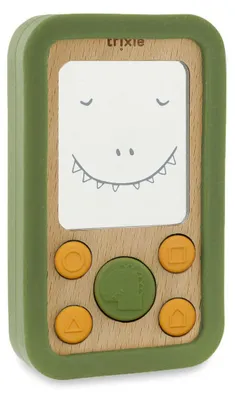Produktbild von Trixie Holz Babytelefon mit Silikon Mr. Dino Beißspielzeug grün