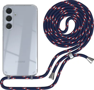 Produktbild von EAZY CASE Handykette kompatibel mit Samsung Galaxy S24 Plus, Handyhülle mit Umhängeband, Handykordel, Schutzhülle Clear, Band in Blau