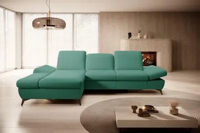 Produktbild von Masseno Ecksofa FELICE L-S mit Schlaffunktion L-Form, Sofa mit Bettkasten, Wohnzimmersofa, Couch, Soffa, Bettsofa, Couchgarnitur- Grün, MATANA 23