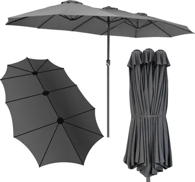 Image de KINGSLEEVE® Parasol de jardin double XXL Protection solaire anthracite 460x270cm avec manivelle Pare-soleil avec protection UV40+