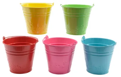 Produktbild von Blumentopf / Übertopf Eimer Metall 11,5x10,5cm bunt 5er Set sortiert