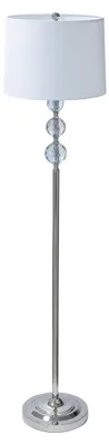 Stehlampe mit Stoffschirm, Metallfuß, E27, Höhe 155 cm, silber/weiß