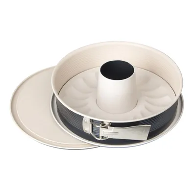 Produktbild von Zenker Springform Ø 28 cm CREME NOIR, Backform mit Flach- und Rohrboden und Auslaufschutz, runde Kuchenform mit keramisch verstärkter Antihaftbeschichtung (Farbe: Crème/Anthrazit)