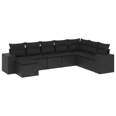 Produktbild von vidaXL 8-tlg. Garten-Sofagarnitur mit Kissen Schwarz Poly Rattan