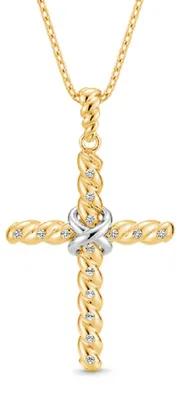 Produktbild von Gnoce Halskette Kreuz DFDN037 Silber vergoldet