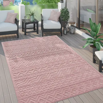 Produktbild von Outdoor Teppich wetterfest Boho & Skandi 3D-Optik für Terrasse, Balkon & Garten Grösse 80x150 cm