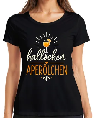 Produktbild von Hallöchen Aperölchen Spritz Cocktail Sommer Party Mädelsabend JGA Damen T-Shirt, Schwarz, M